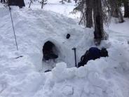 Digging snow cave photo