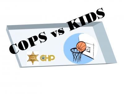 Cops v. Kids basketball flyer